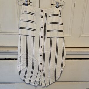 GAP White Midi Skirt with Black Stripes